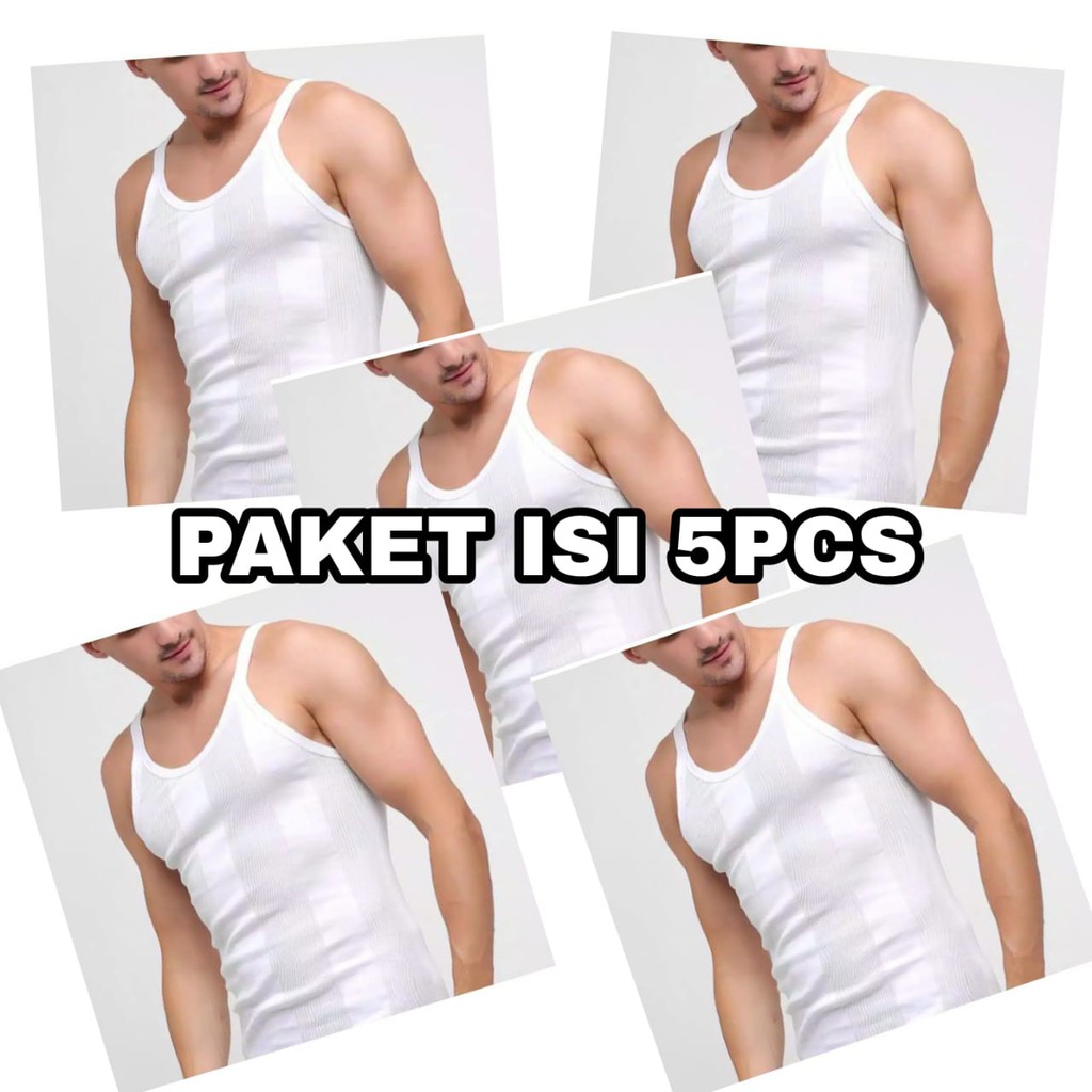 [5PCS] KAOS DALAM PRIA SINGLET PUTIH MURAH