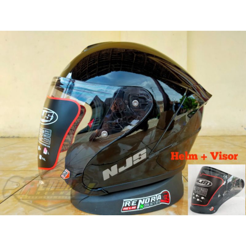 HELM NJS KAIROZ Solid Original 100% Ogkir Termurah 2kg-BK Glos + Vis Smuke