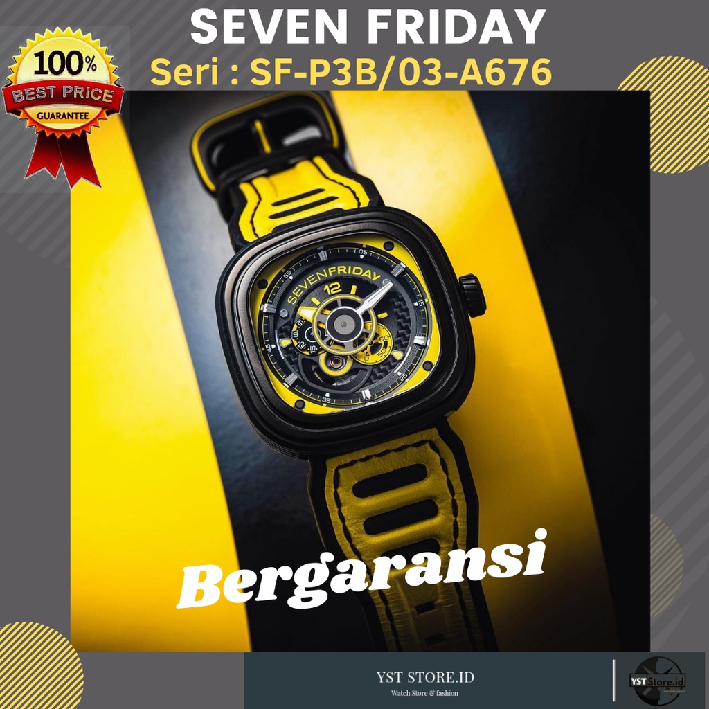 Jam Tangan Pria Sevenfriday Yellow Dan Red racing team Desain Mewah type P3B/03 dengan Box S Atau Se