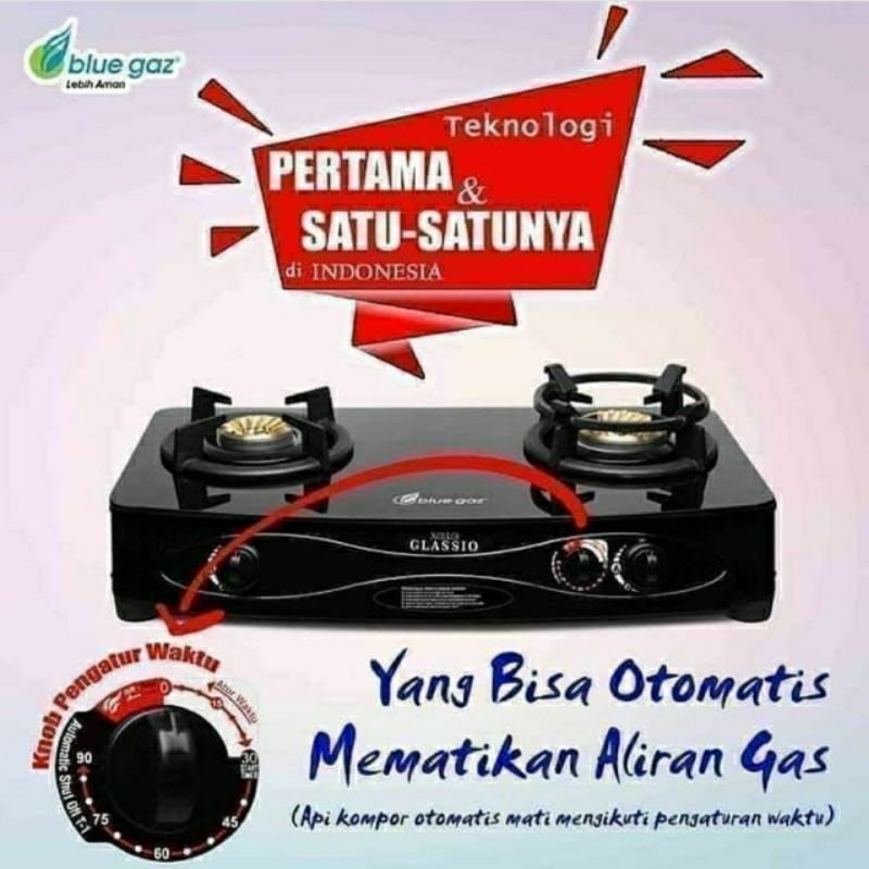 (READY) GLASSIO SAFETY TIMER Kompor Blue Gaz Garansi Resmi 2 tahun