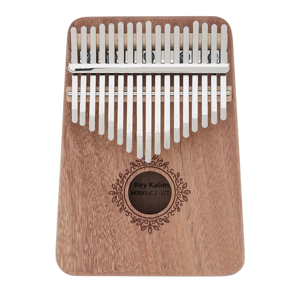 Kalimba Thumb Piano 17 Kunci Bahan Kayu Mahoni Solid Dengan Stiker Nada