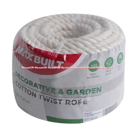 Maxbuilt 15m Decorative &amp; Garden Twist Rope White Tali Katun Putih Tahan Cuaca Kuat 15meter Dcotton Max Built Tali Dekorasi Maxt Built