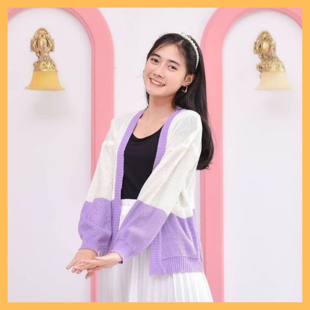 MANDA OUTER CARDY / KARDIGAN RAJUT COMBY / KARDIGAN RAJUT WANITA VIRAL / TERMURAH /  CARDIGAN TWOTONE / RAJUT MURAH