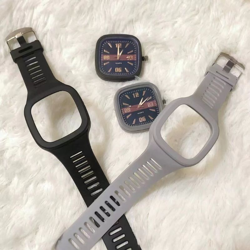 Jam Tangan Wanita Pria Casual Analog Quartz Strap Rubber Korean