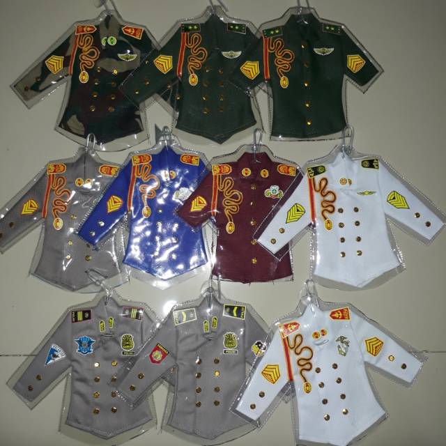 Miniatur seragam mini pdu uniform polisi tentara akpol akmil pelayaran  tni polri hiasan mobil