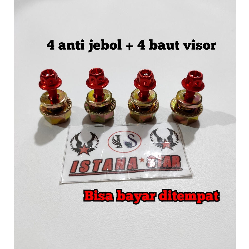 1 PAKET baut anti jebol 4biji + baut probot 4 biji gold buat pasang visor nmax dan lexy dijaminkan kuat