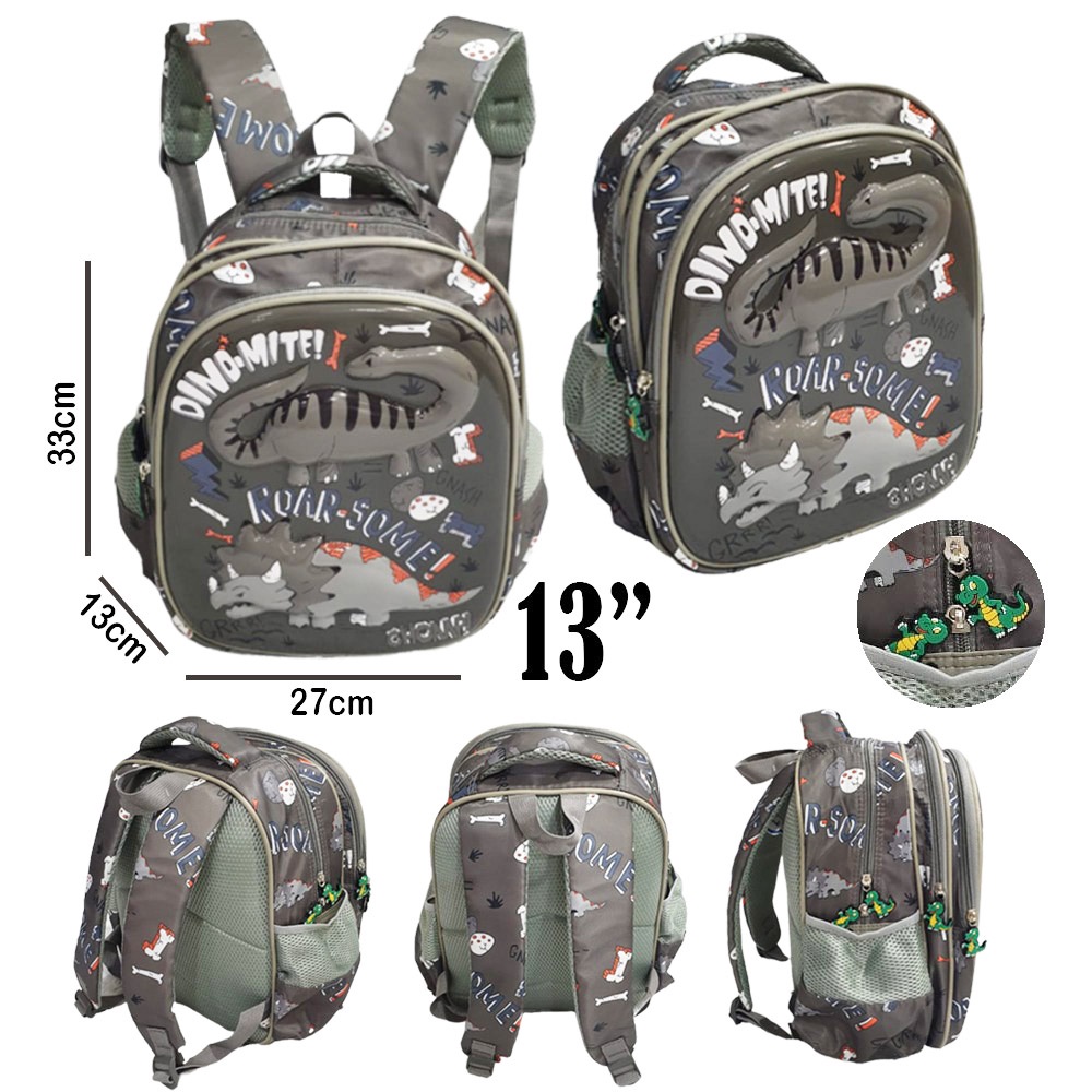 PROMO RANSEL TK 13inch dan 16inch TAS RANSEL ANAK SEKOLAH LAKI LAKI KARAKTER KARTUN ANIMAL DINO DINOSOURUS GOGO MITE STAR GLOSSY EMBOS MOTIF TIMBUL 3Resleting ( 13inch - 12inch - 16inch Luwi Cool Gogo Mobil Hay )