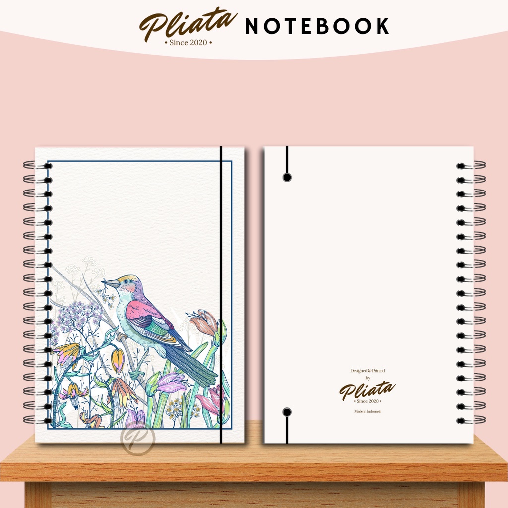 PLIATA NOTEBOOK SPIRAL - (PN1) Flower Bird - Softcover Doft Aesthetic Book Buku Tulis