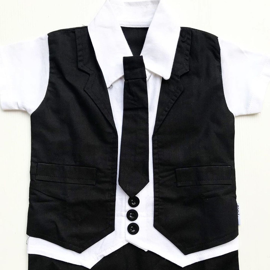 AARON TUXEDO Jumper Baju Pesta Kondangan Kemeja Anak Bayi Formal Terlaris Lucu Murah babeebabyshop