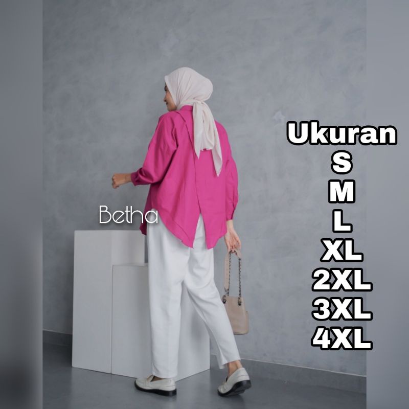 Premium Series BETHA Kemeja Katun Big Size Baju Kantor Ukuran S M L XL 2XL 3XL 4XL XXL XXXL XXXXL 2L 3L 4L 5L Baju Wanita Over Size