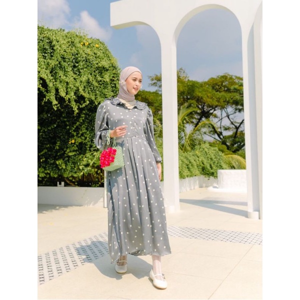 Qiana dress polka grey by haidee&orlin