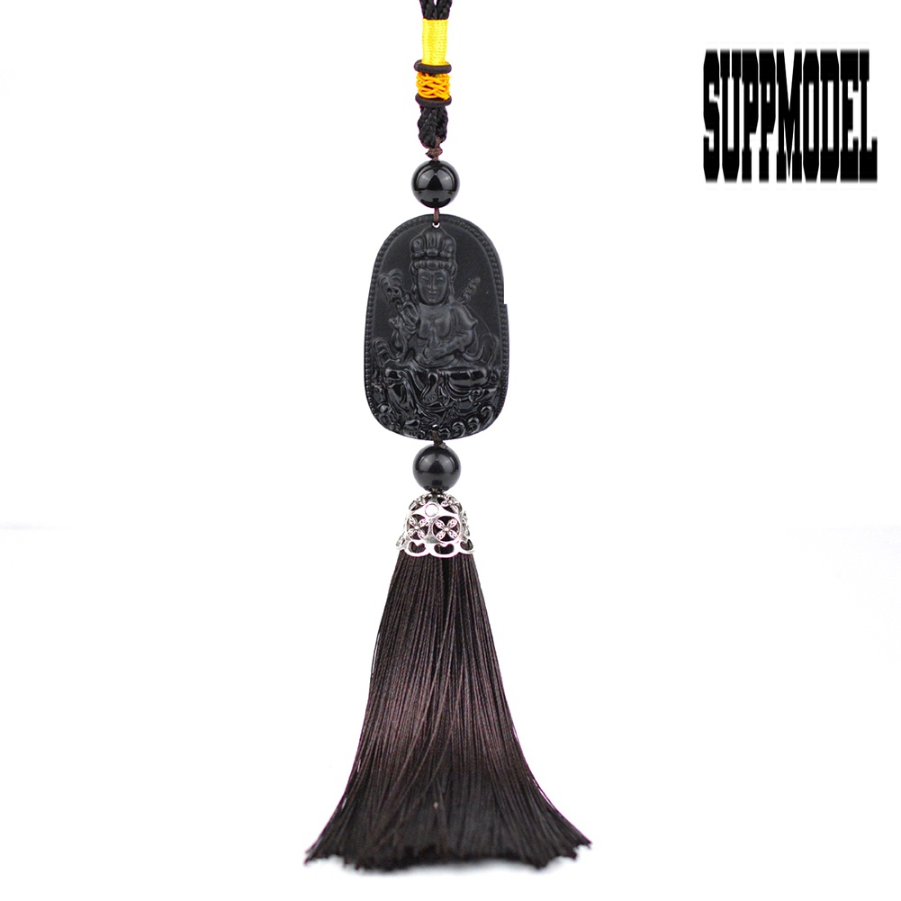 Suppmodel Gantungan Kunci Jimat Batu Obsidian Hitam Alami