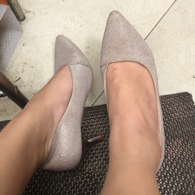 Heels FLD pink silver 7cm *preloved*