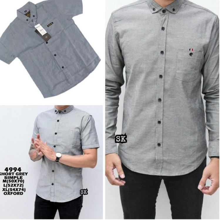Barang Pilihan.. ATASAN BAJU COUPLE KEMEJA HEM POLOS AYAH ANAK COWOK WARNA ABU MISTY ABU MUDA POLOS 
