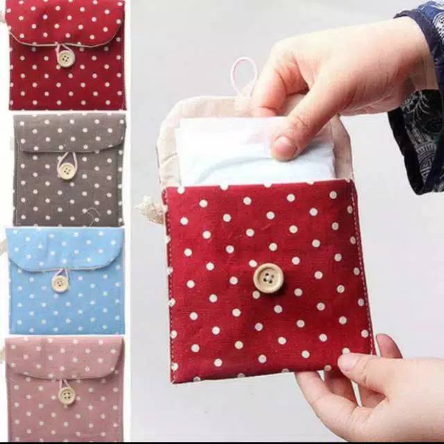 BS153 Dompet Tempat Pembalut Tisu Mini Traveling Motif Polkadot