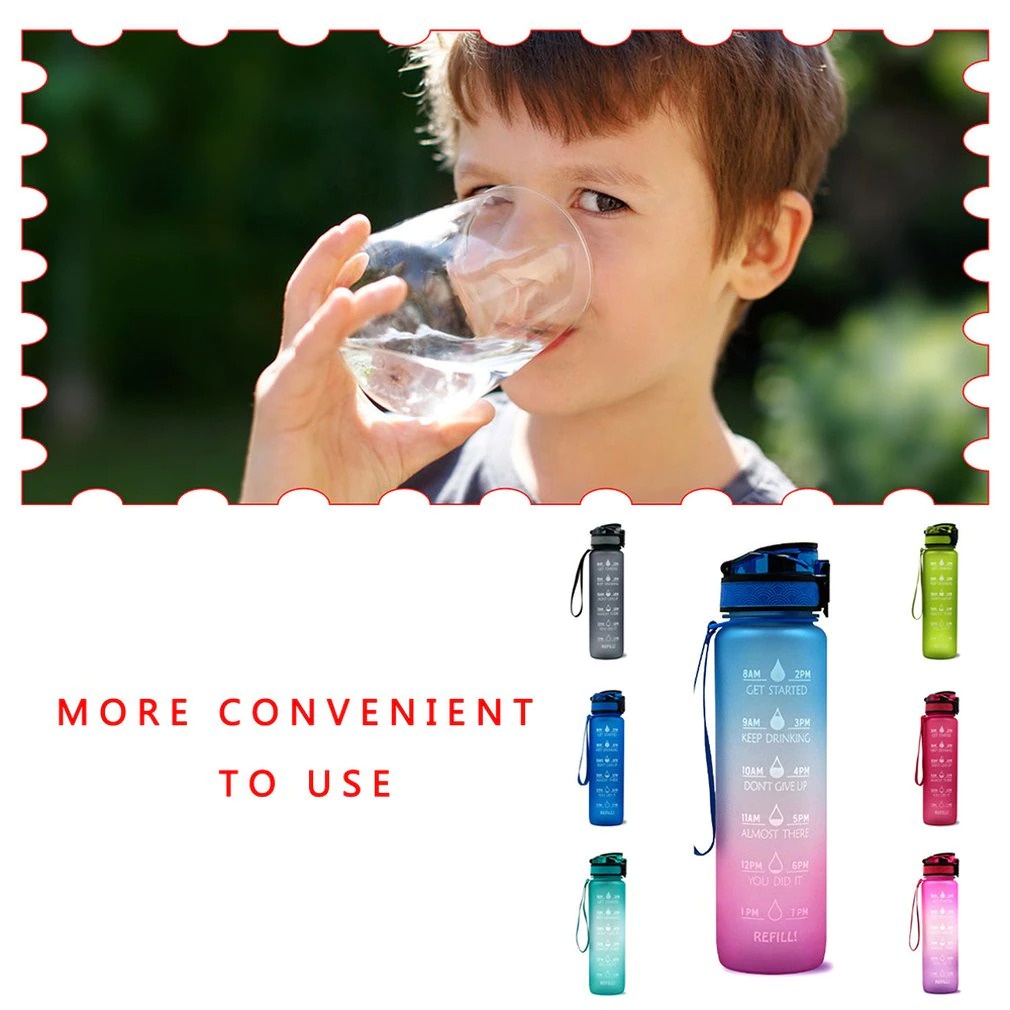 Botol Minum Plastik BPA Free Tabung Jumbo Leakproof Frosted Portable Bottle Untuk Travel Sekolah Kantor Kapasitas Besar Kopi Teh Susu Juice Air Aesthetic - 1000ml