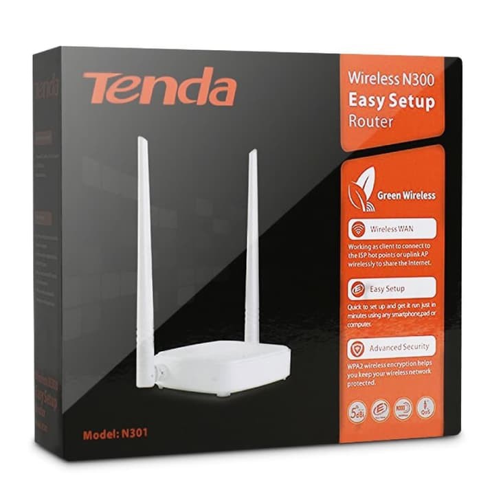 Tenda N301 Wireles Router 300Mbps 4 Port 2 Antena