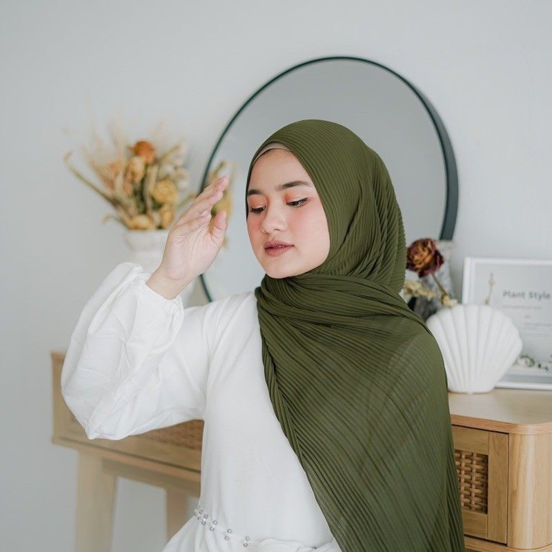 Pashmina Plisket Ceruty BabyDoll Kerudung Pashmina Plisket Termurah Safa Hijab