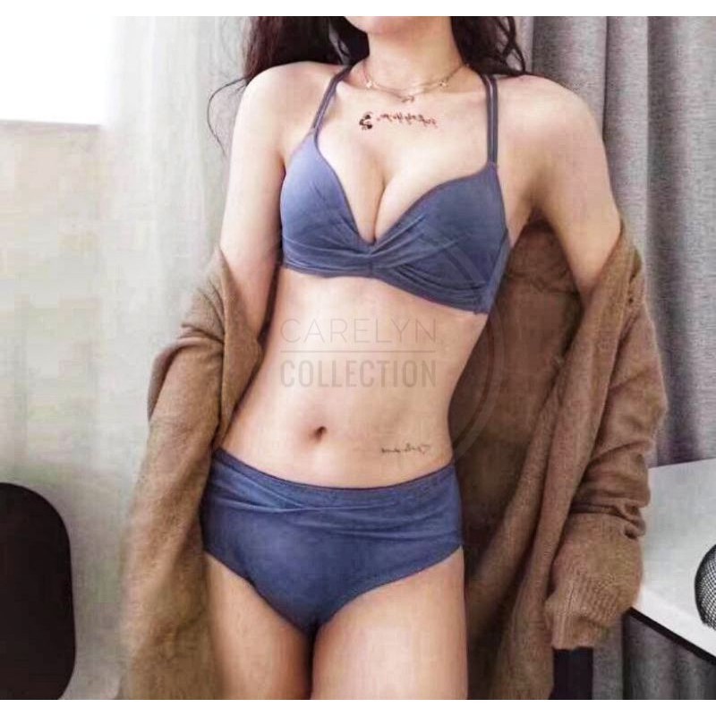 (READY STOCK) Bra Set MOLALA Cup AB / Bra + Cd / Tanpa Kawat / Pakaian dalam wanita 32-34AB