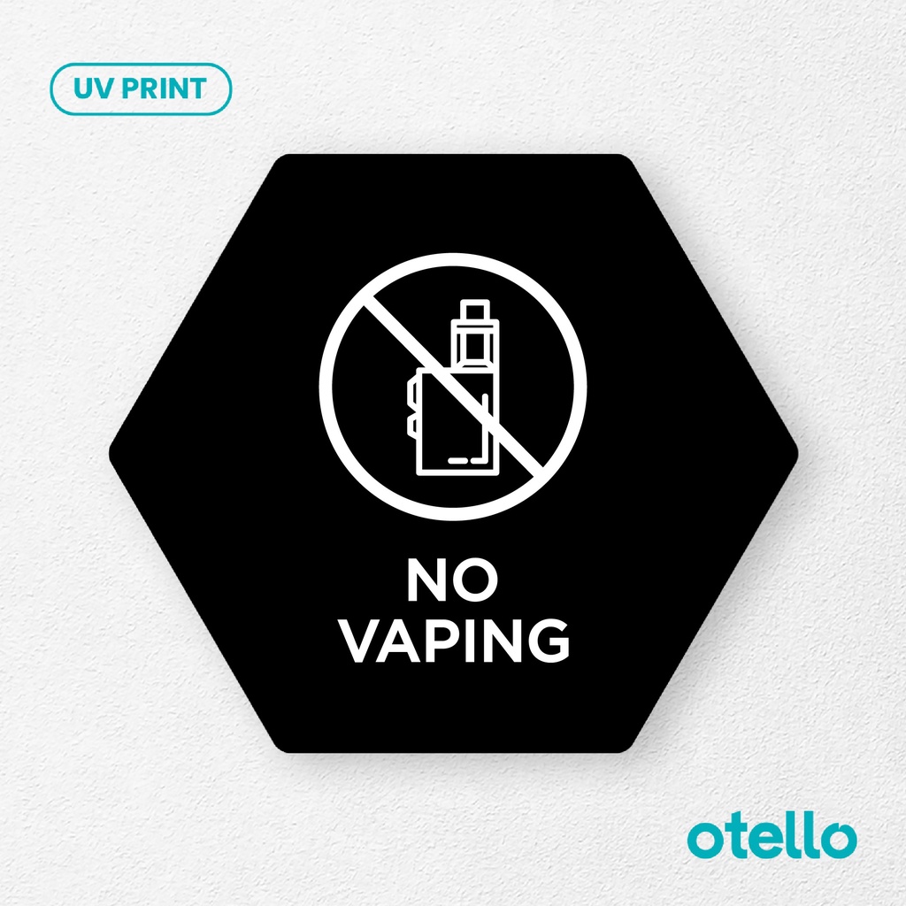 No Vaping Sign Board Akrilik Tempel Signage Dinding Sticker Papan Label Acrylic Restoran Dinding Petunjuk Toko Cafe