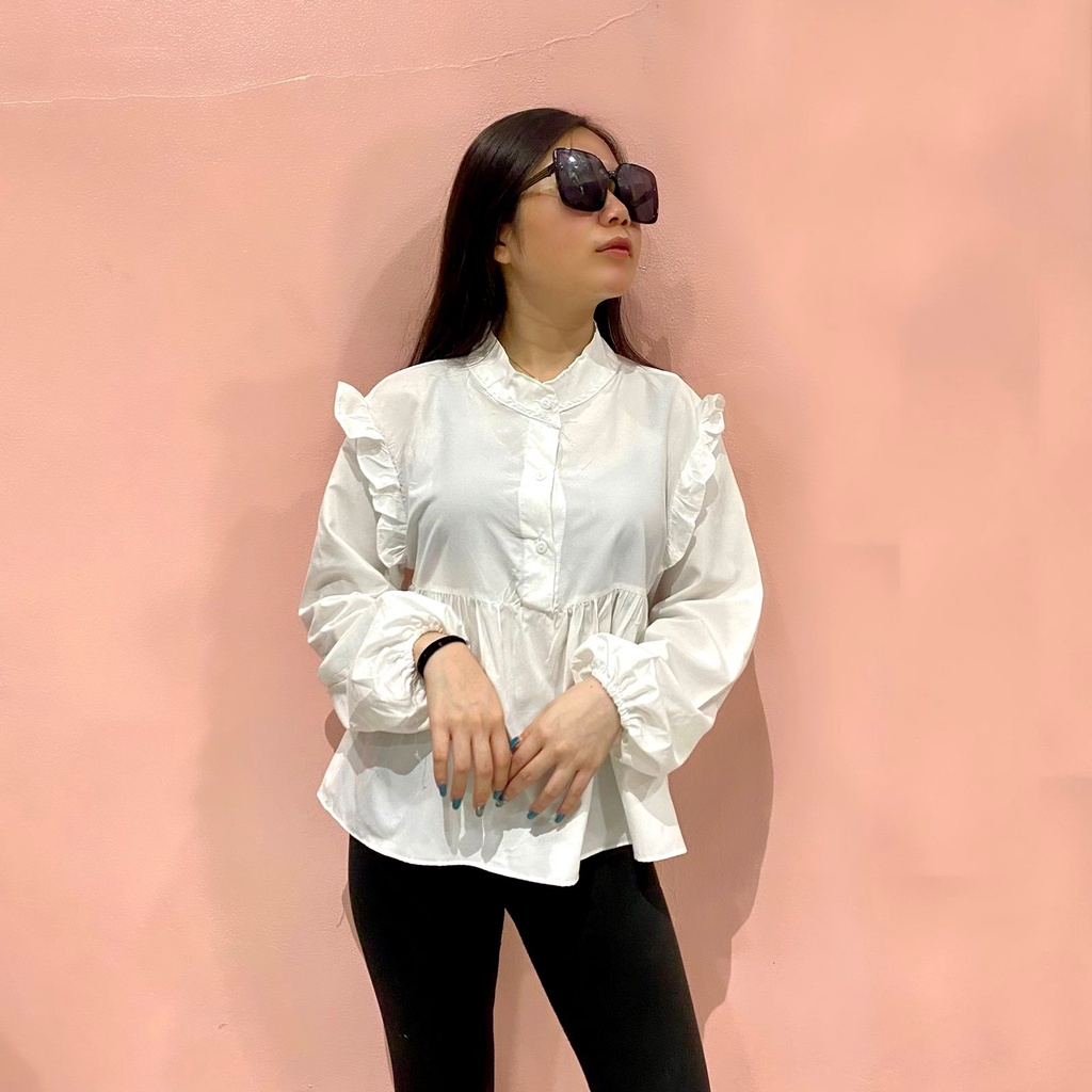 RD FASHION - KINAN LINEN BUTTON BLOUSE / ARINA TOP / DISA ARINAY TOP / SHALENSA BLOUSE / LAILY BLOUSE / PEPLUM ATASAN BAJU WANITA / DIANA / RANIA / KIMI Kemeja Kancing Depan / ALENA Katun Linen Premium - NN