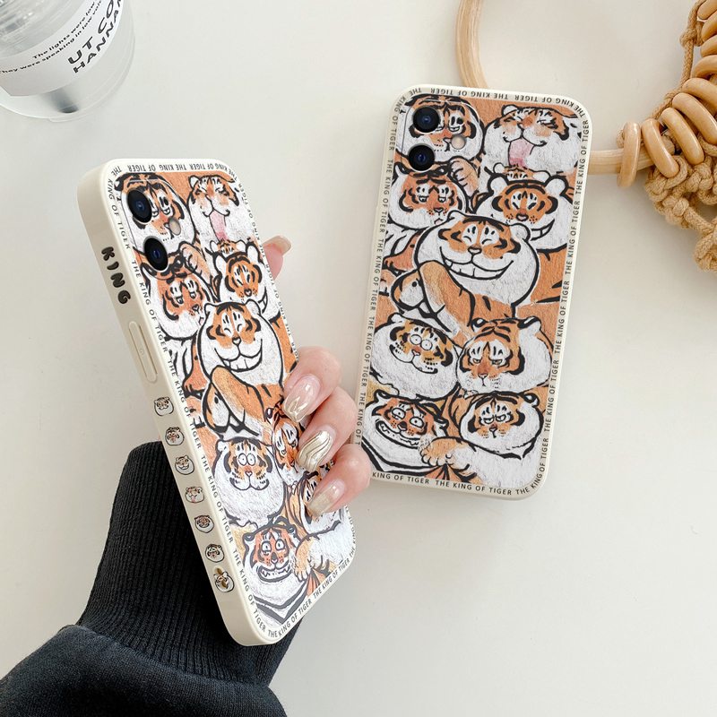 Funny Cartoon Tiger Case for iPhone 6S 7 8 Plus XR XS Max iPhone 11 12 13   Pro Max Apple Case ip 13 Smile Tiger Cover