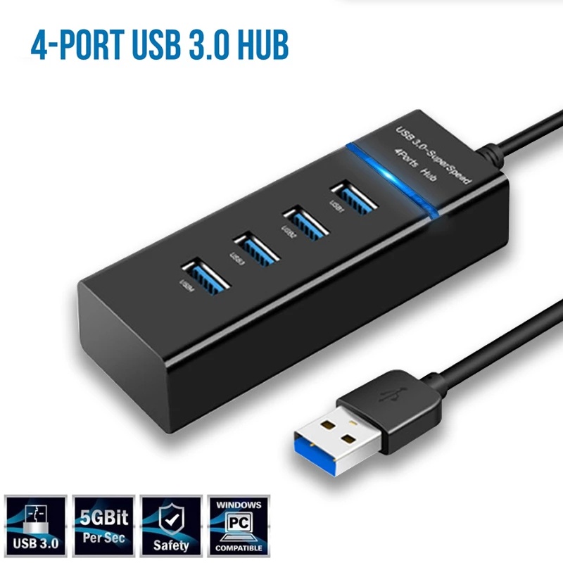 4 Port USB 2.0 Hub Splitter /High Speed Multiport Slim USB Hub Adapter /Fast Data Transfer USB Hub Extender Extension Connector