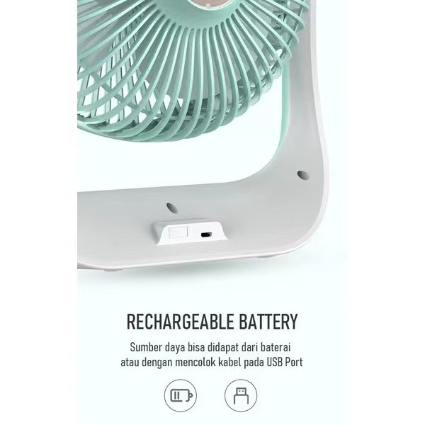Kipas ROBOT RT-BF13 Portable Fan 4000mAh Kipas Angin Rotatable 300° 7inch LED Garansi Original Resmi