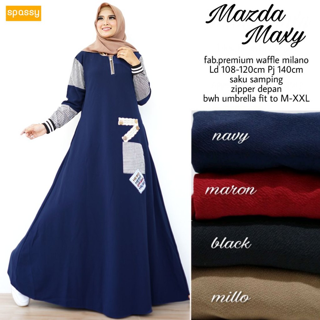 Mazda maxy ori spassy  // gamis busui friendly  polos casual kondangan kuliah mura fit M to xxl