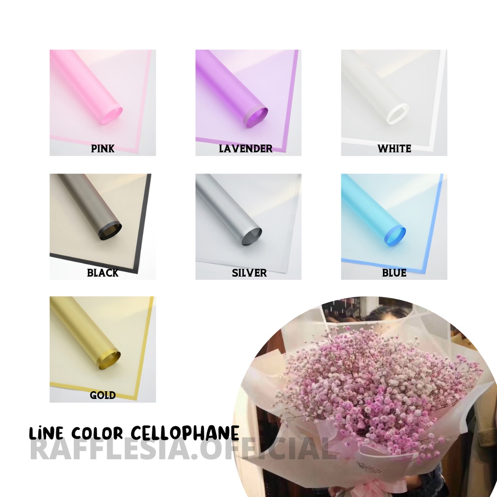 

[5 LEMBAR] Flower Wrapping Paper Transparan List Kertas Buket Bunga Korea Cellophane Linecolor