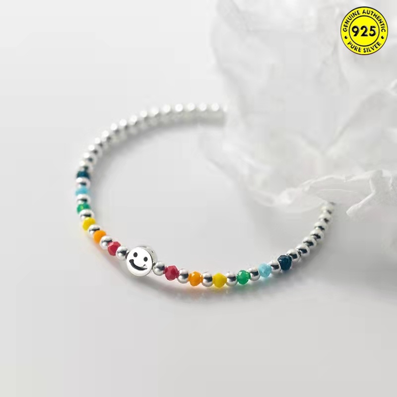 Gelang Manikmanik Warna Warni Bandul Desain Smileyhatiberuang Putihpelangi Untuk Wanita