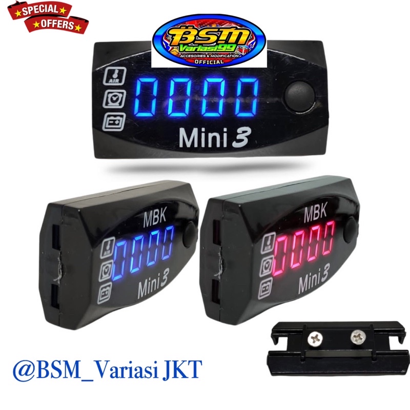 VOLTMETER AKI SUHU PLUS JAM 3in1 universal anti air VOLTMETER 3in1 waterproof