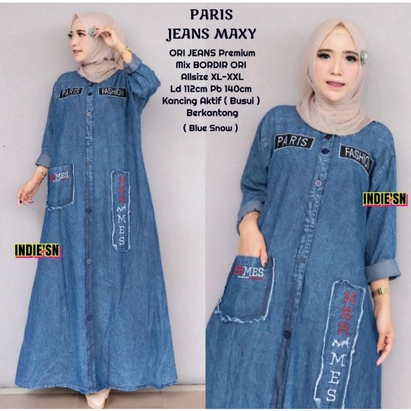 GAMIS JEANS TERBARU 2022 UNTUK WANITA MUSLIMAH DEWASA  BAJU MAXY  KEKINIAN  MODIS DAN TERPOPULER DEN