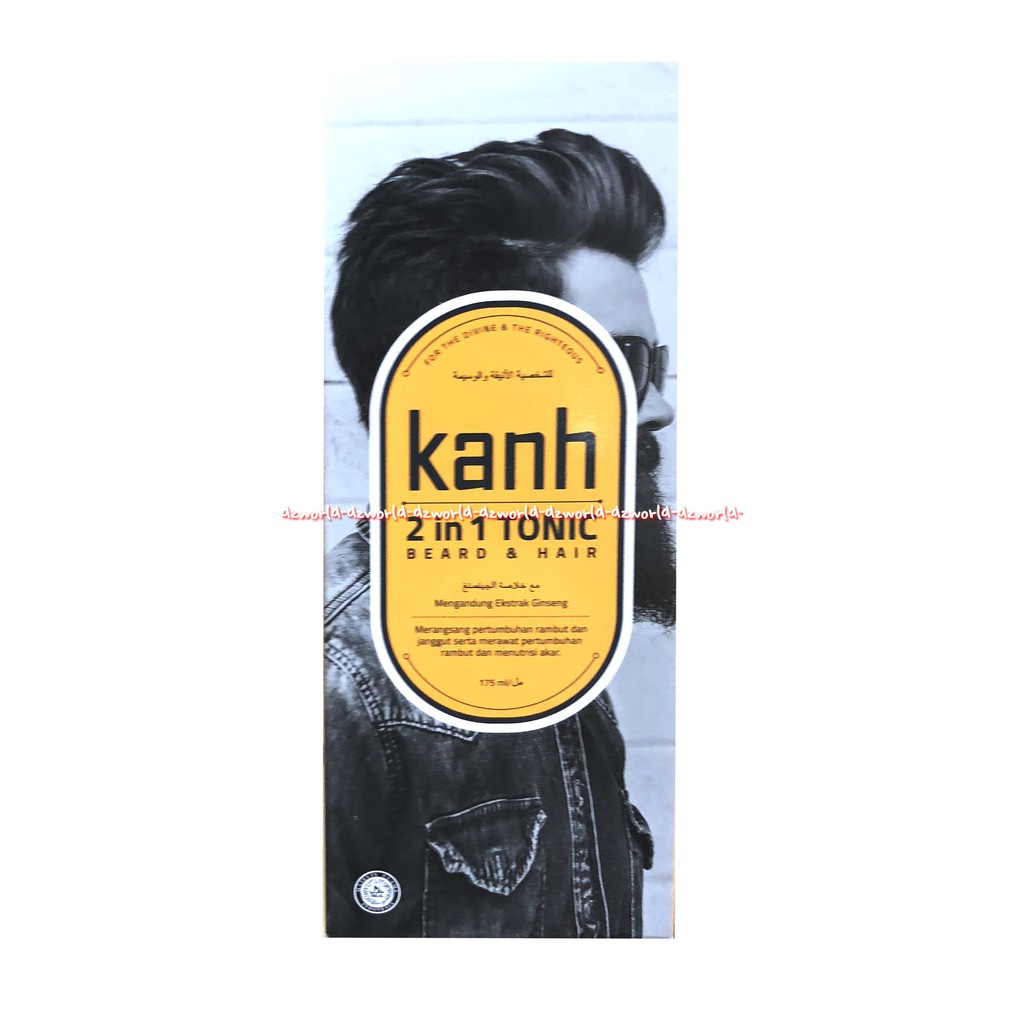 Kanh 2 In 1 Tonic Beard &amp; Hair 175ml Penyubur Rambut Jenggot Penumbuh Jenggot Rambut Untuk Pria Laki Laki Cowok Khan Kahn Hair Tonic For Men