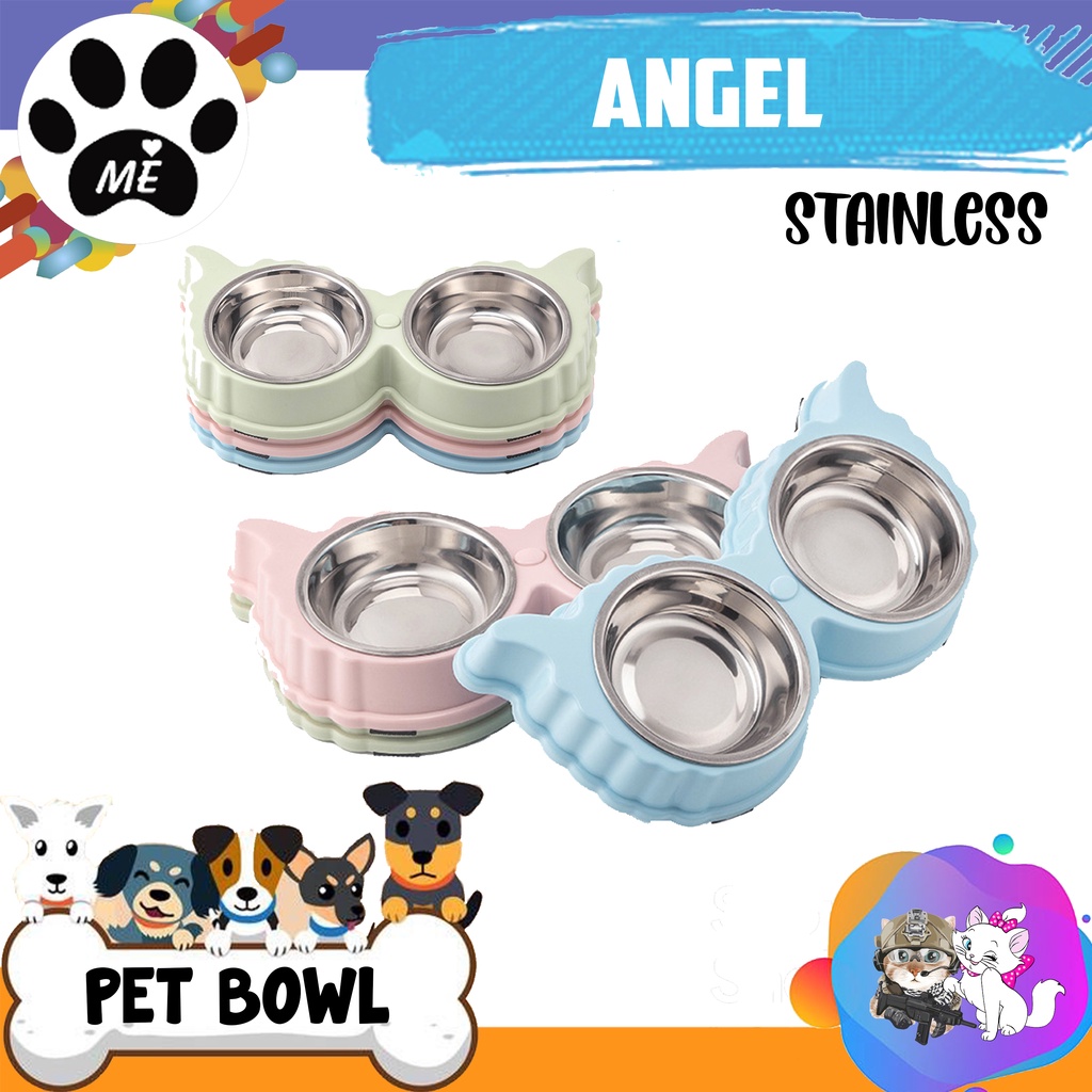 Pet Bowl Anti Slip &quot;ANGEL STAINLESS&quot; Tempat Makan Minum Hewan