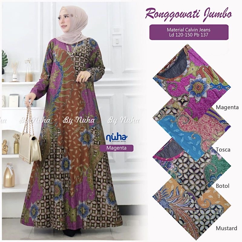 Ronggowati Jumbo - Gamis Calvin Jeans Terbaru LD110+ Jumbo / 023-6867