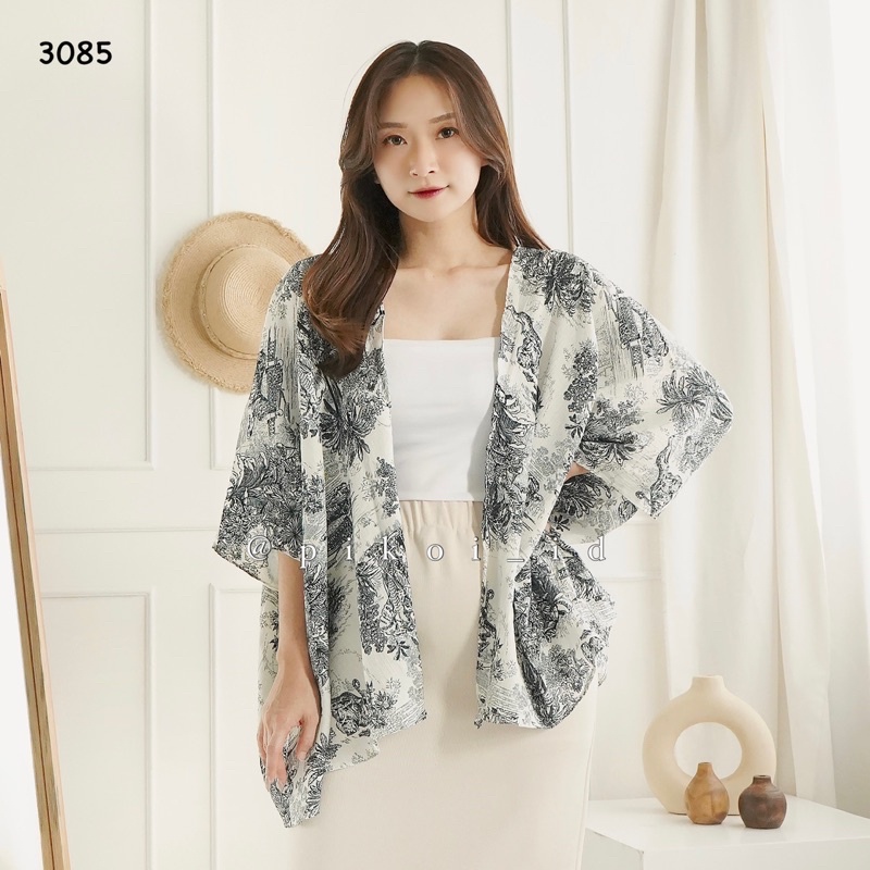 Cardigan satin wanita murah / outer kimono wanita / cardigan panjang bunga / cardigan pantai / 2068