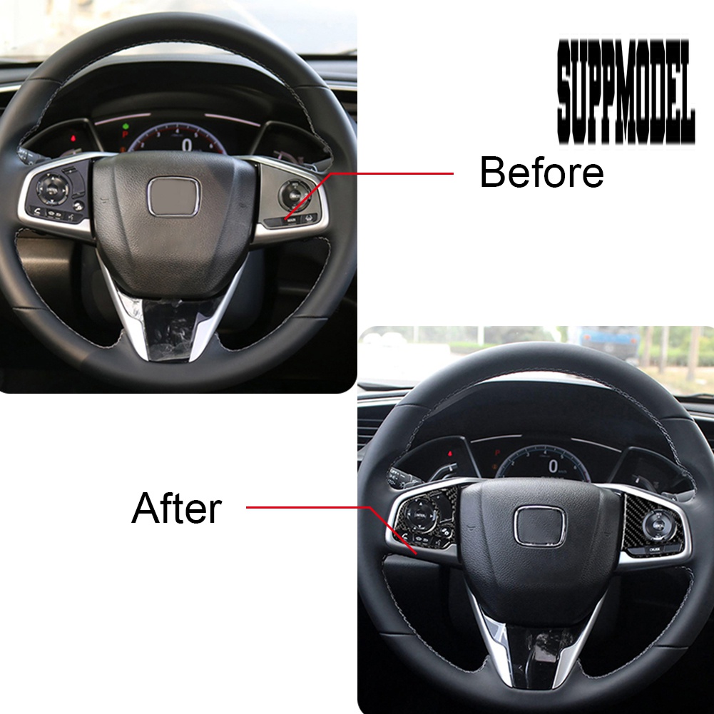 2pcs Stiker Cover Stir Mobil Bahan Carbon Fiber Untuk Honda Civic 2016-2019
