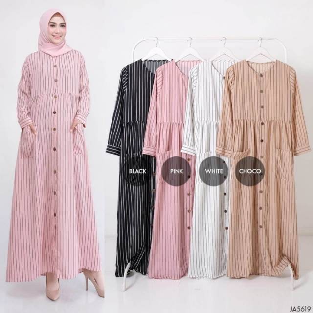 GAMIS CANTIK LINE POCKET FIT TO L Gamis Wanita Original Baju Santai Rumahan Nyaman Dipakai