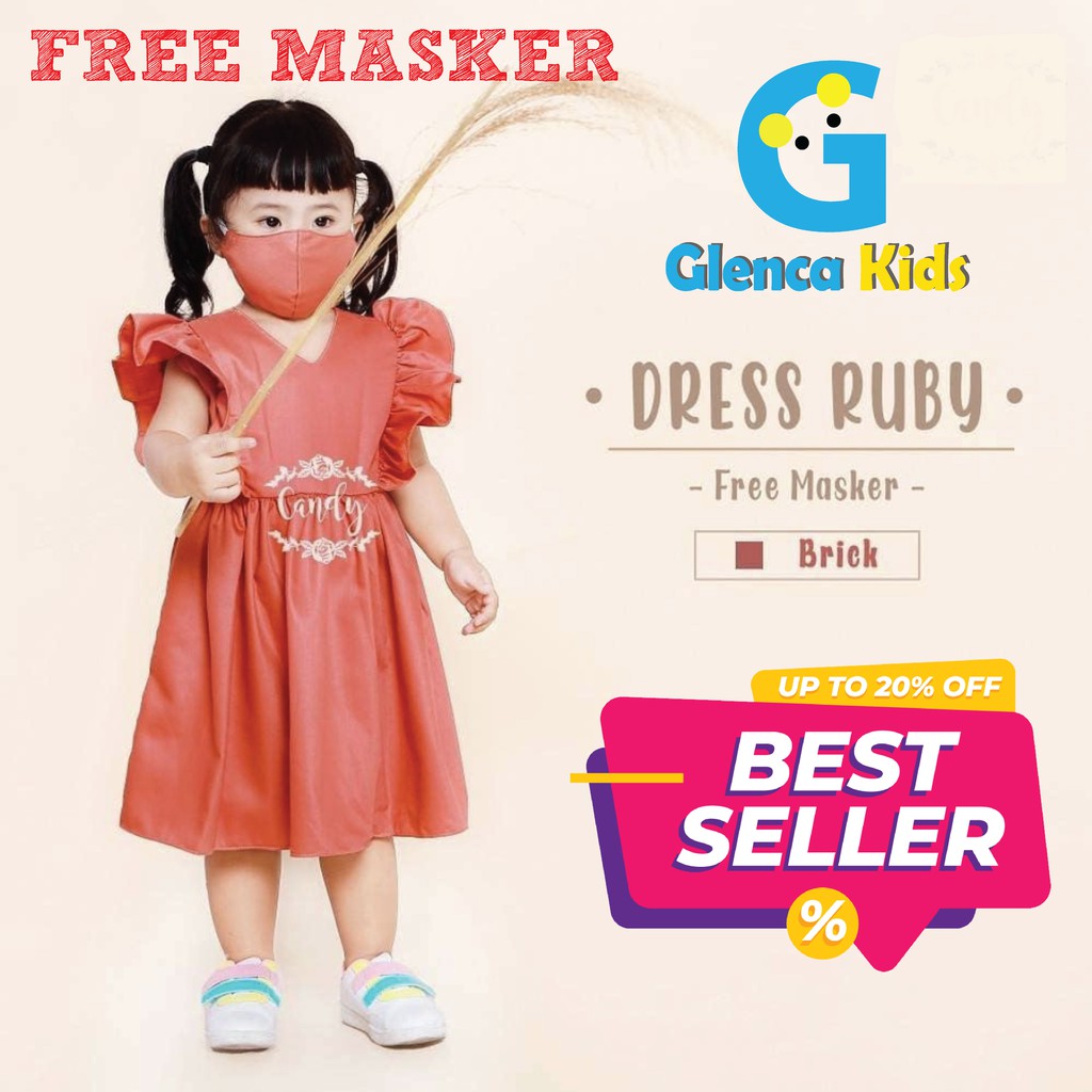 DRESS PESTA ANAK PLUS MASKER GAUN KONDANGAN ANAK BAJU PESTA ANAK PEREMPUAN DRESS ANAK UMUR 1 2 3 4 T