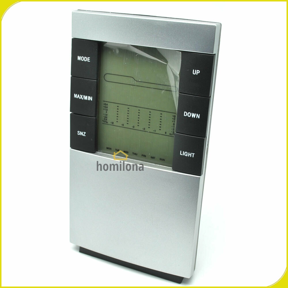 Weather Station Humidity Temperature Alarm Desk Clock Jam Alarm - 3210 - Silver