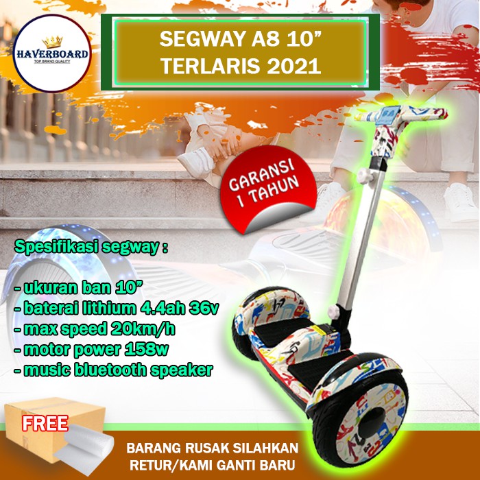 (TERLARIS) SEGWAY a8 smart balance ban 10 inch lithium 36V 4400mah hoverboard / hoverbot listrik D7