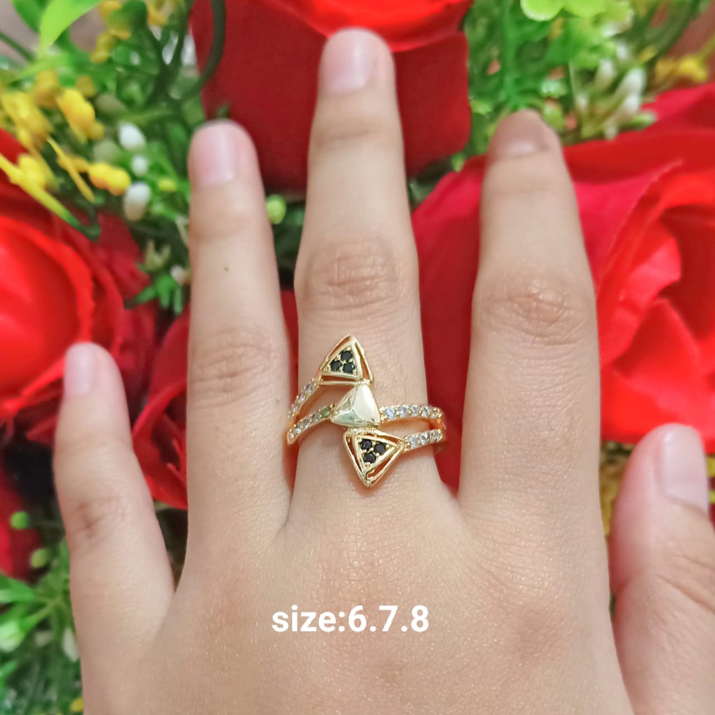 CINCIN TITANIUM DEWASA PERMATA ZIRCON PERHIASAN WANITA KASUAL SIMPLE (COD)