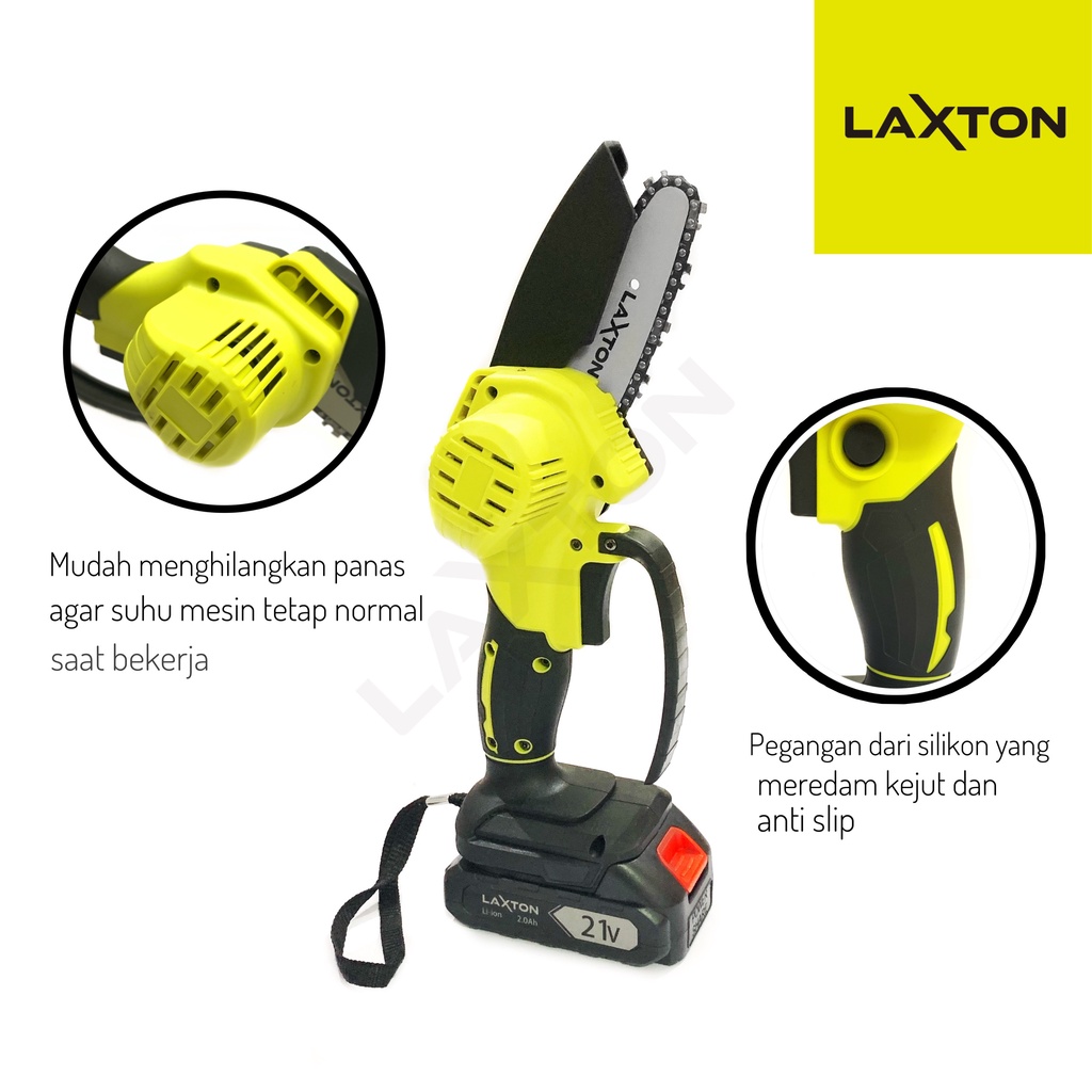 LAXTON LX499 Gergaji potong rantai baterai mini cordless chainsaw senso 4&quot;