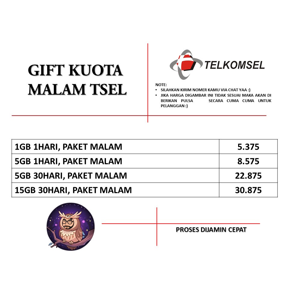 GIFT PAKET DATA MALAM TELKOMSEL - PAKET MALAM TELKOMSEL - KUOTA MALAM TSEL