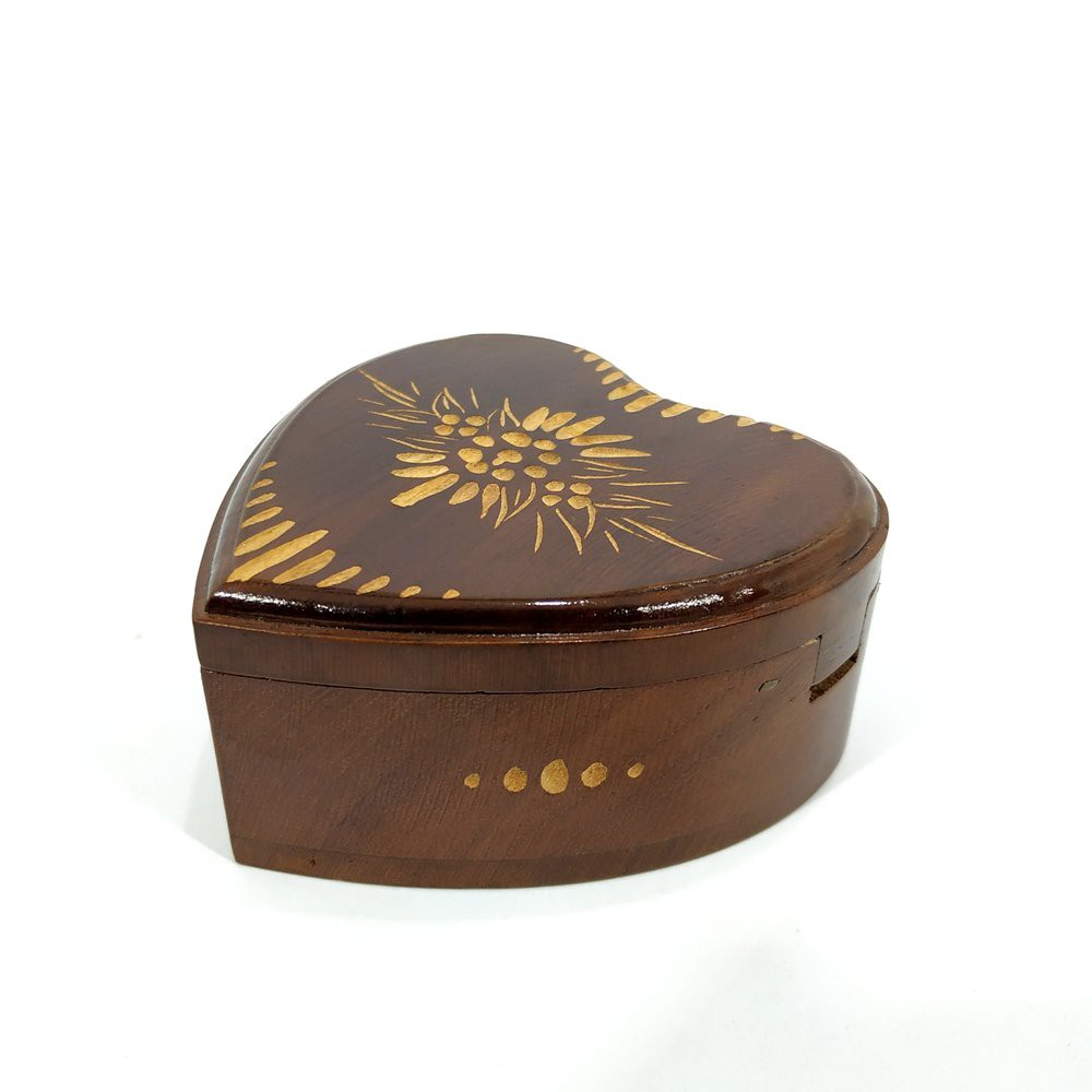 Kotak Box Peti Kayu Jati Ukir Cukit Model Love Hati Wadah Perhiasan