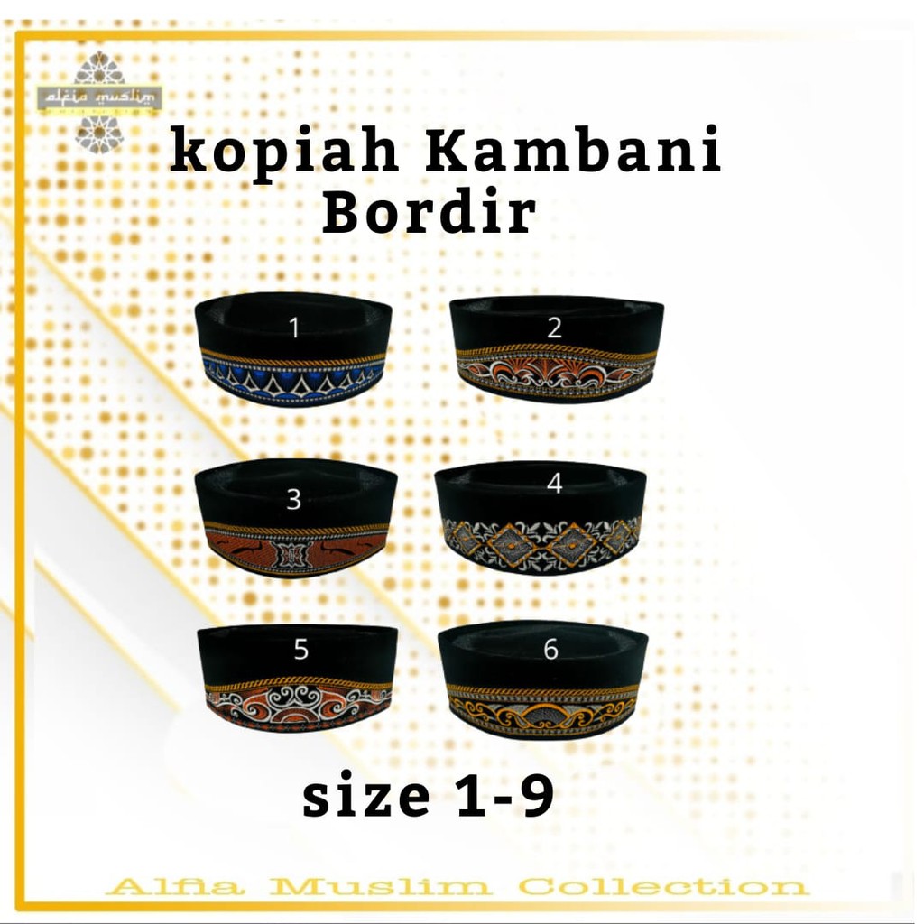 Peci Kambani Bordir Songkok Bordil Kopyah Kambani