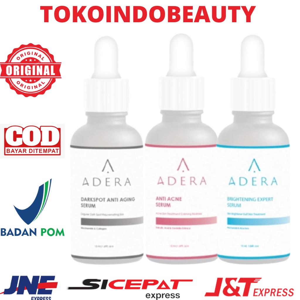 Adera Face Serum Asli Anti Acne / Penghilang Jerawat - Brightening / Mencerahkan Kulit Kusam - Dark 