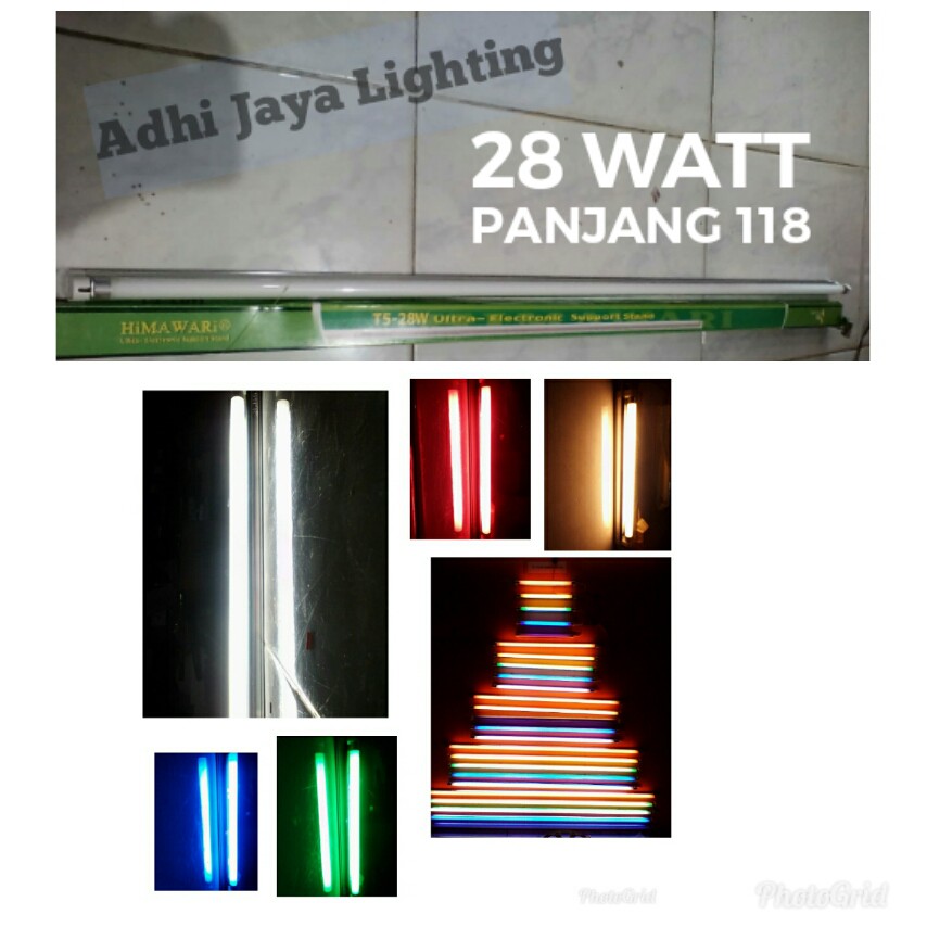 Obral Lampu TL Slim T5 Himawari 28 Watt Merah / Kuning / Hijau / Biru / Putih Termurah
