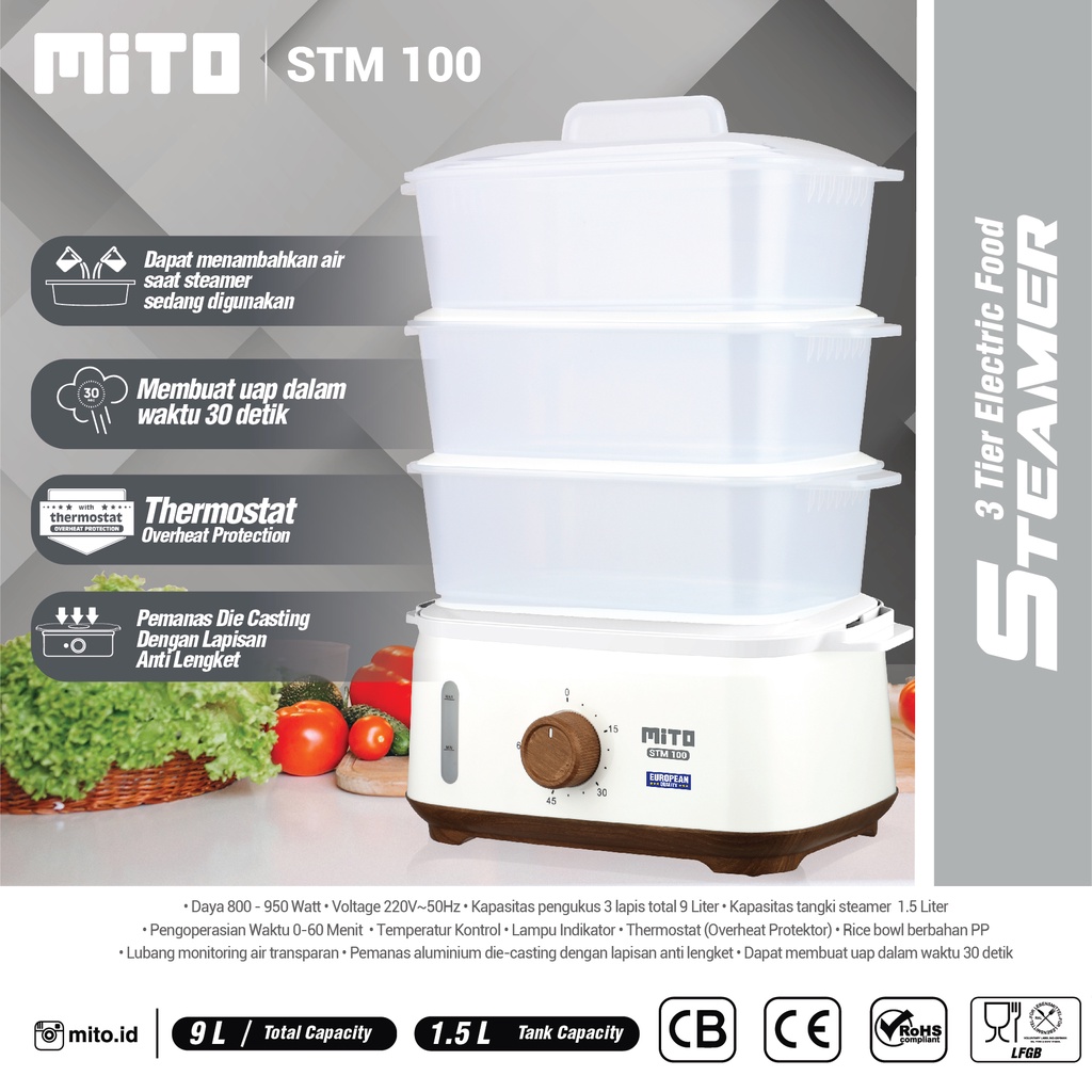 MITO ELECTRIC FOOD STEAMER STM 100